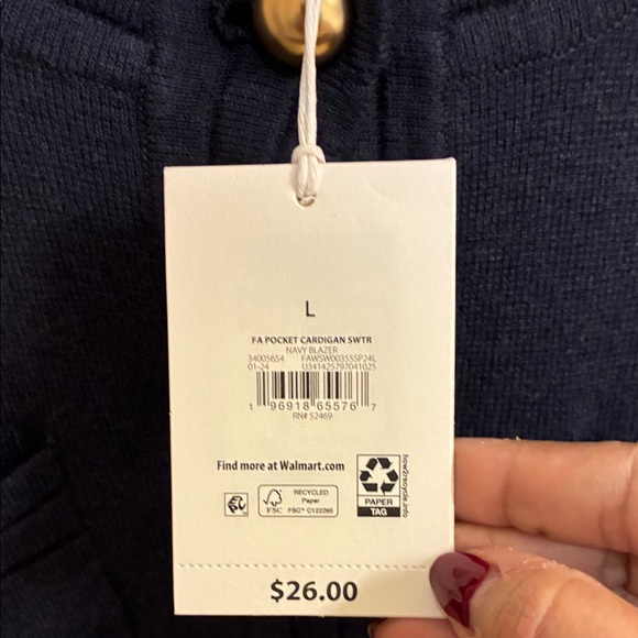 NWT Free Assembly Classic Navy Women's Sweater with Gold Buttons Sz L - Picture 6 of 14